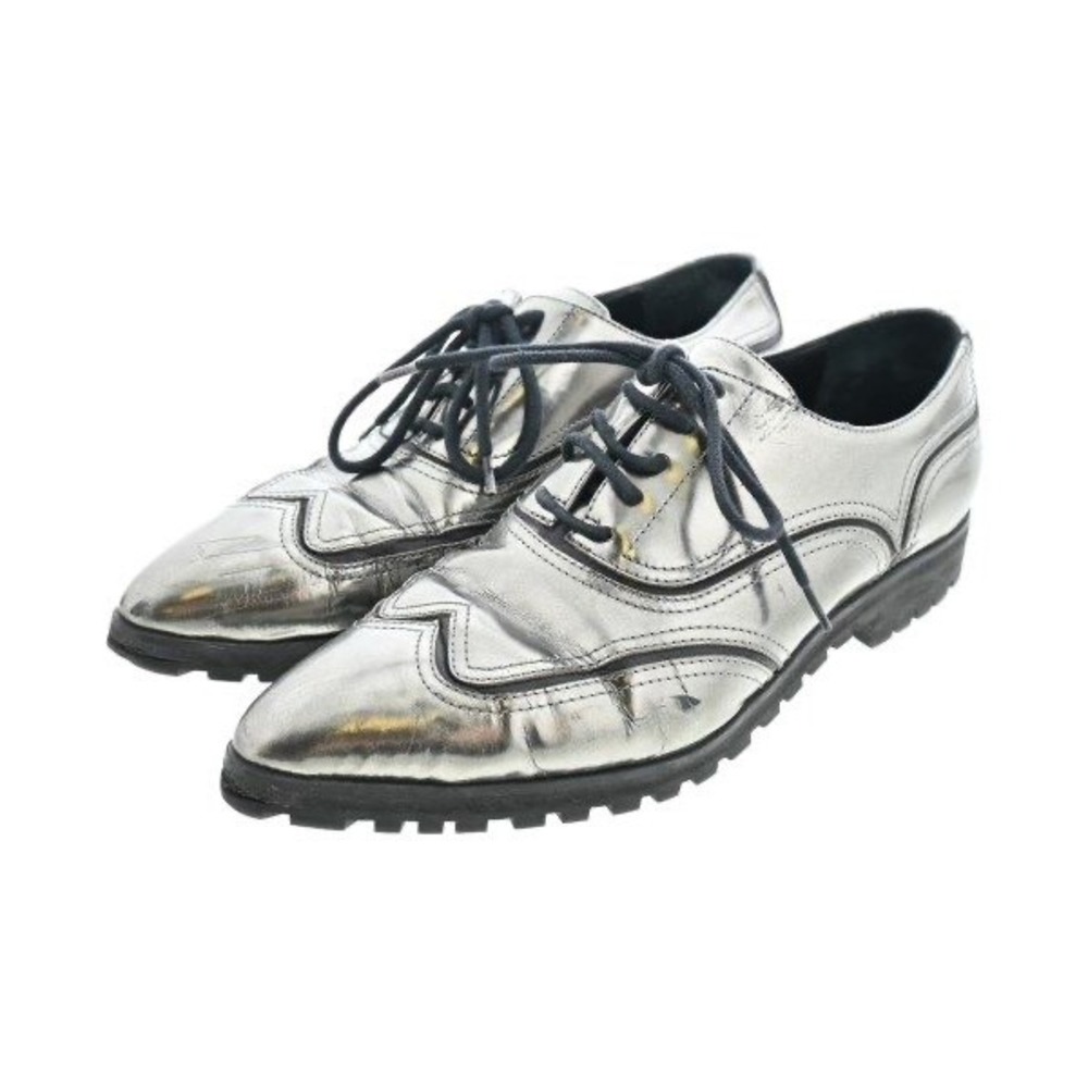 Giuseppe Zanotti Metallic Pewter Leather Wingtip Oxford Lug Sole Shoes Italy 40